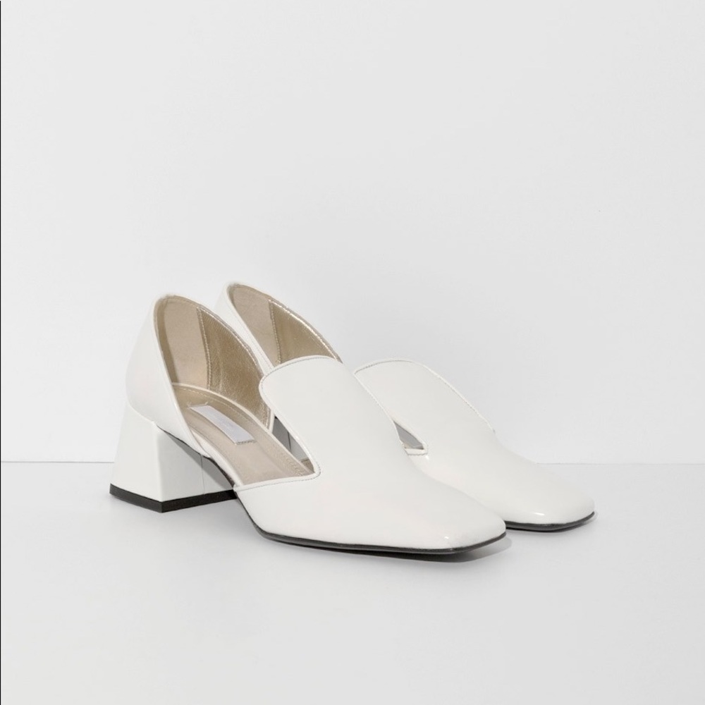 Suzanne Rae d’orsay white leather heels